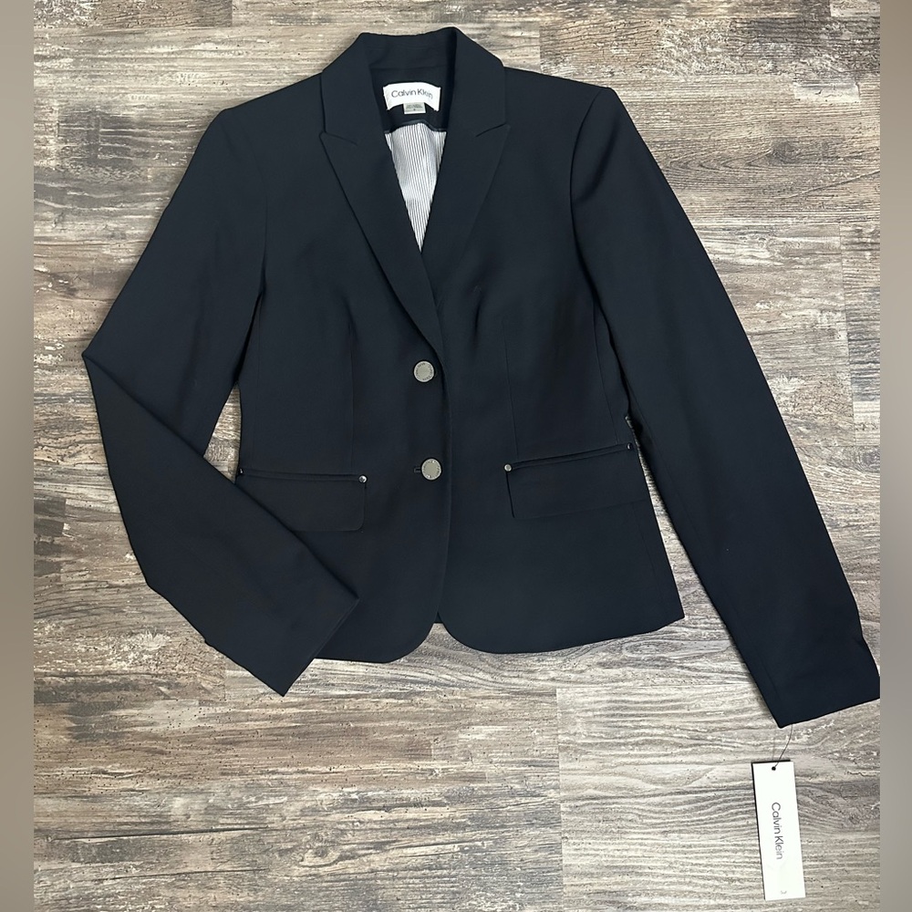 Calvin Klein Women’s Navy Blue Two Button Blazer Size 0